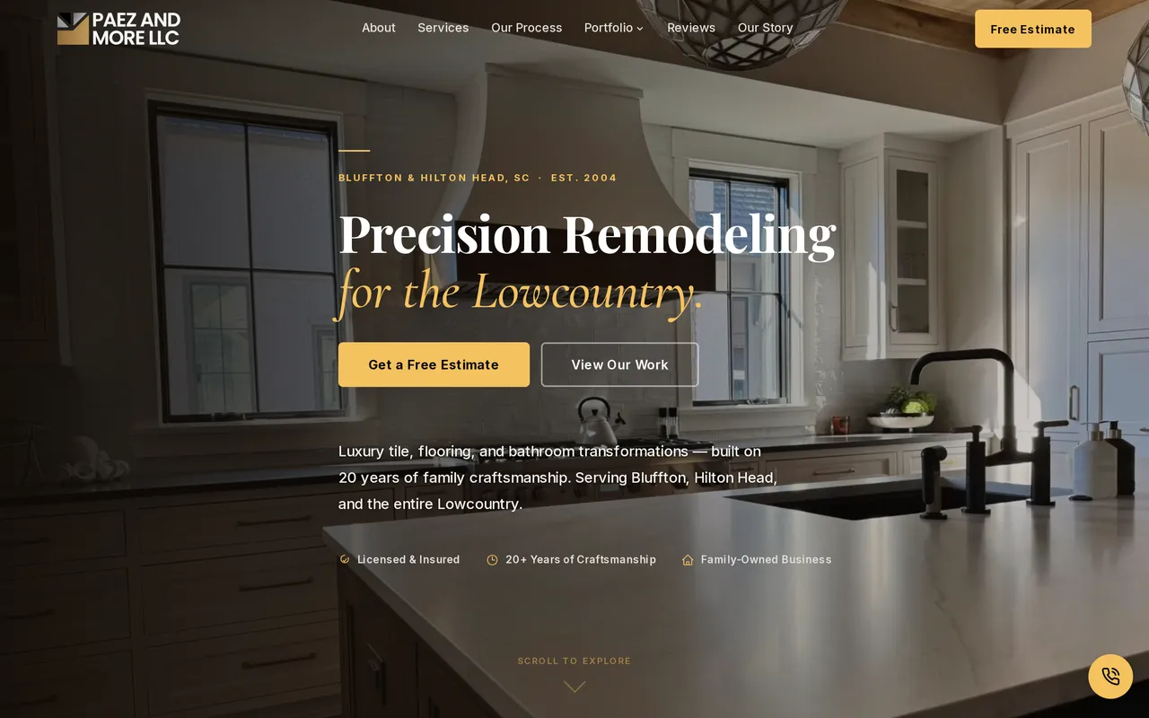 Home page of the Paez and More LLC website