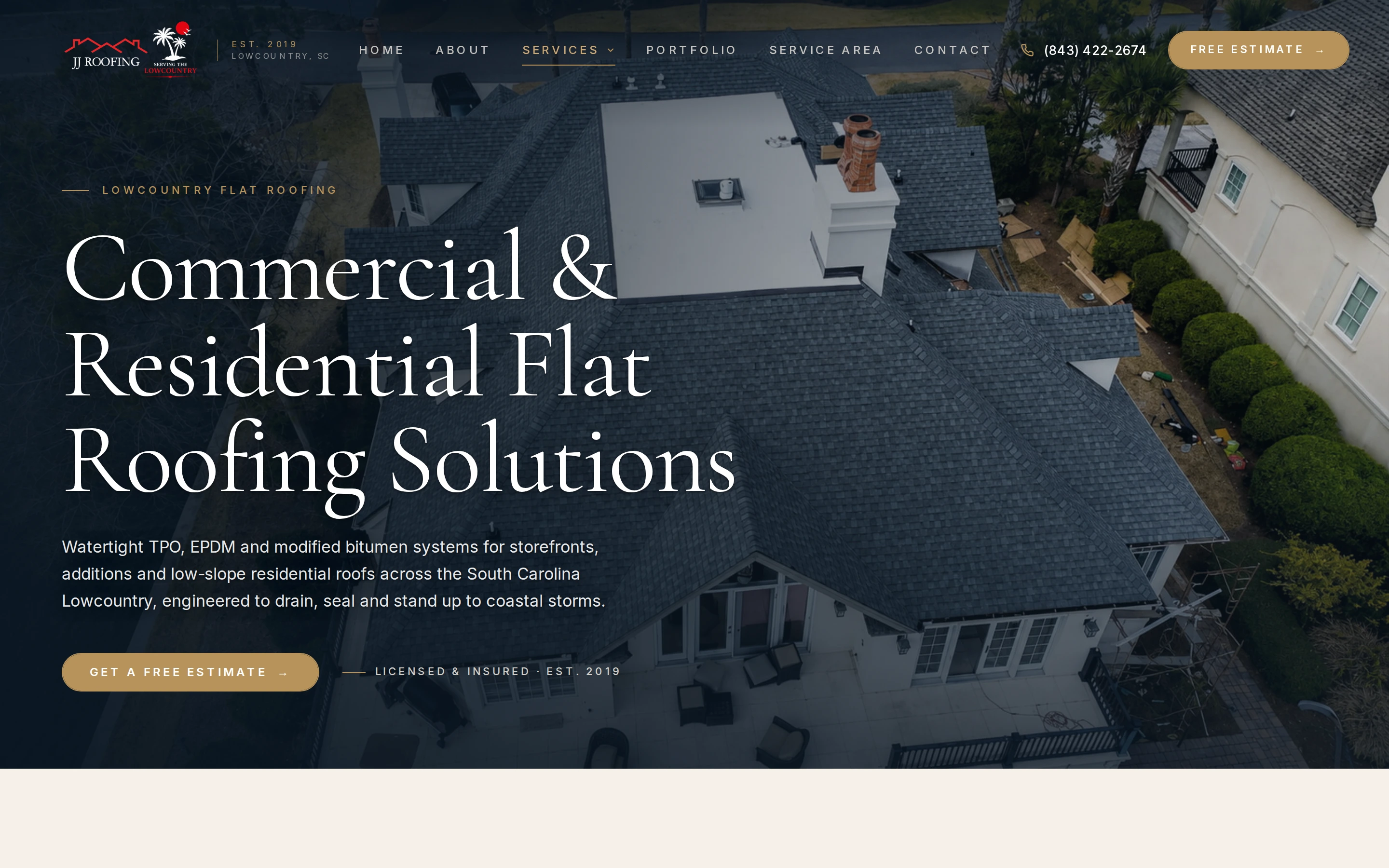 JJ Roofing for the Lowcountry flat roof page.