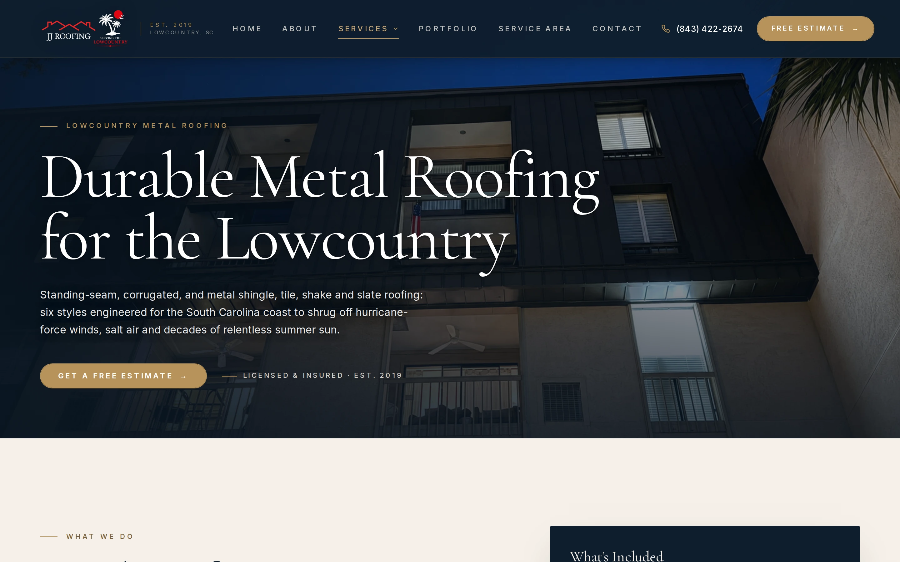 JJ Roofing for the Lowcountry metal roofing page.