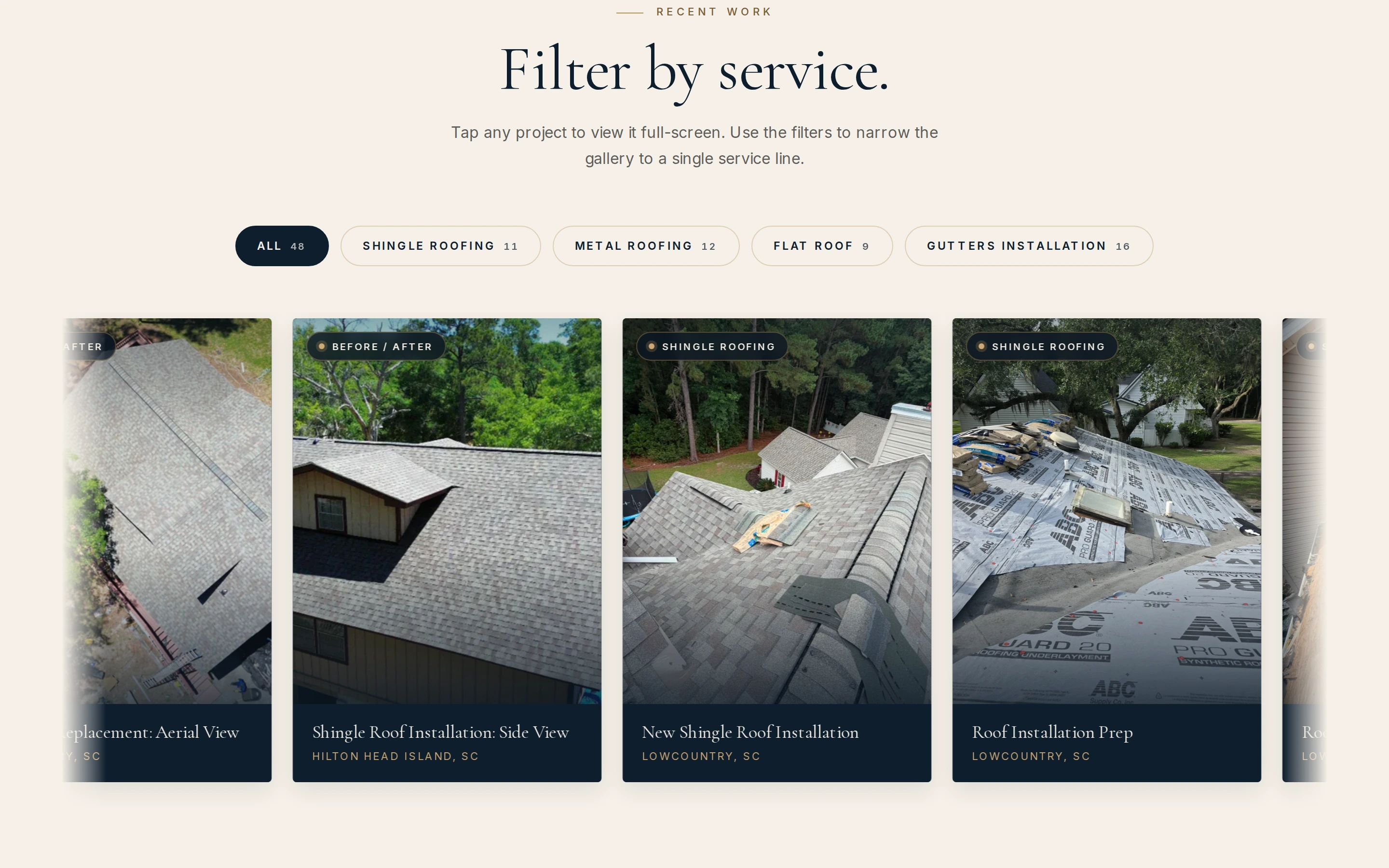 JJ Roofing for the Lowcountry project portfolio.